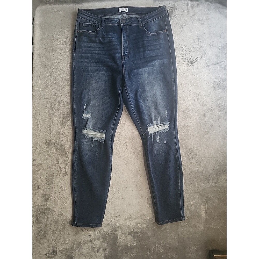 Cello Womens Skinny Jeans Size 18 Light Blue High Rise Distressed Ripped